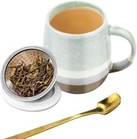 VGECEE 400ml Porcelán Teáscsésze Szűrővel és Fedővel Irodai Otthoni Kávécsészéhez 1