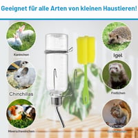 VGECEE Adăpător pentru Iepuri și Hamsteri 350 ml - Set de 2 bucăți, Sticlă de băut pentru animale mici, iepuri și rozătoare 7