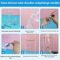 VGECEE Adăpător pentru Iepuri și Hamsteri 350 ml - Set de 2 bucăți, Sticlă de băut pentru animale mici, iepuri și rozătoare 6