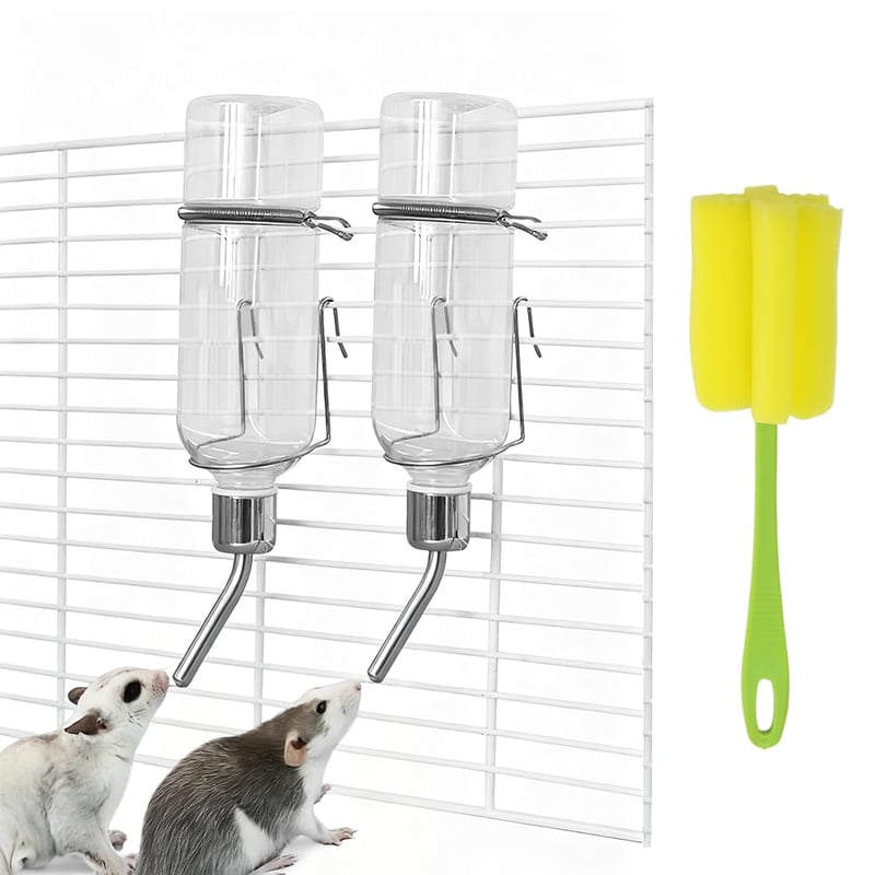 VGECEE Adăpător pentru Iepuri și Hamsteri 350 ml - Set de 2 bucăți, Sticlă de băut pentru animale mici, iepuri și rozătoare