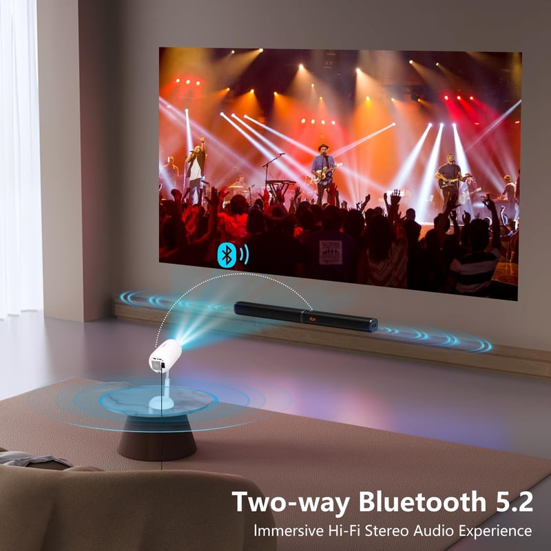 VGKE Mini Projektor 16000 Lumen 1080p Full HD 4K WiFi 6 Bluetooth Hordozható