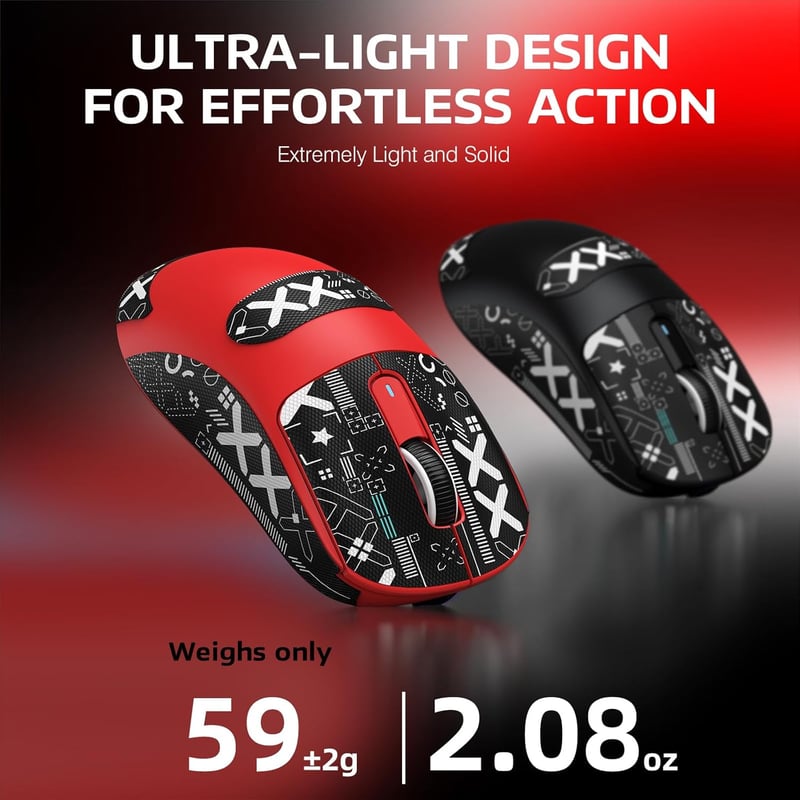 VGN GAMEPOWER Attack Shark X3PRO Vezeték Nélküli Gamer Egér, 59g Ultrakönnyű, 26000DPI, PixArt PAW3395, 200 Órás Akkumulátor, PC/Xbox/PS, Pi