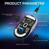 VGN GAMEPOWER Attack Shark X3PRO Vezeték Nélküli Gamer Egér, 59g Ultrakönnyű, 26000DPI, PixArt PAW3395, 4K/8KHz, 3 Csatlakozási Mód, 200 Órá 9
