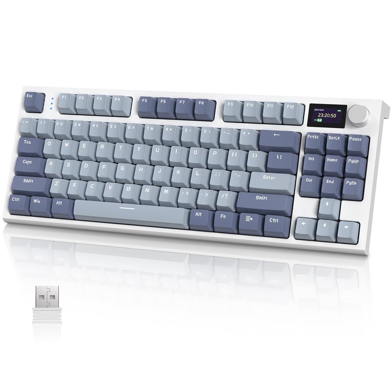 VGN GAMEPOWER K86 Mehanička tipkovnica za igrače, 75% TKL, RGB pozadinsko osvjetljenje, Bežična/Bluetooth/USB-C, Zaslon u boji, Hot Swap, Li