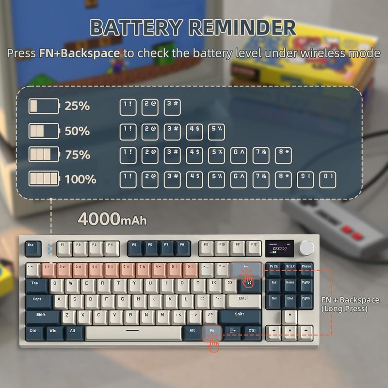 VGN GAMEPOWER RK86 Wireless Mechanikus Gamer Billentyűzet 75% TKL RGB, 3 Módú Kapcsolat, Hot-Swap
