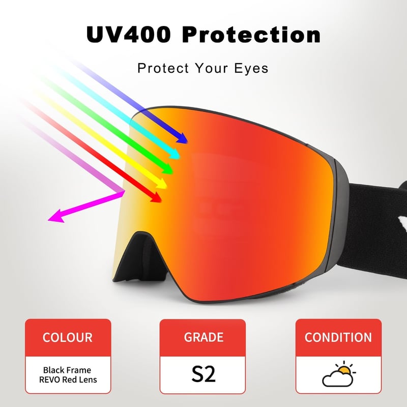 Vgooar OTG Síszemüveg Mágneses Lencsével, Páramentesítő és UV400 Védelemmel