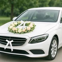 VGOODALL 100 db Fehér Esküvői Masni Autó Dekorációhoz - Szatén Szalag Díszítés Antennára, Visszapillantó Tükörre - 25 x 12 cm Kézzel Készíte 2
