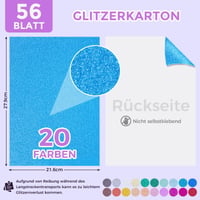 VGOODALL Hârtie cu Sclipici pentru Artizanat, 56 de Coli A4, 20 de Culori, 250 g/m² 2