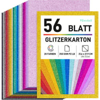 VGOODALL Hârtie cu Sclipici pentru Artizanat, 56 de Coli A4, 20 de Culori, 250 g/m² 1
