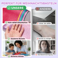 VGOODALL Hârtie cu Sclipici pentru Artizanat, 56 de Coli A4, 20 de Culori, 250 g/m² 3