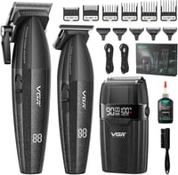 VGR 640S3 3 az 1-ben vezeték nélküli hajvágó szett 9000RPM férfi haj- és szakállnyíró trimmerrel, fóliás borotvával, fekete 1