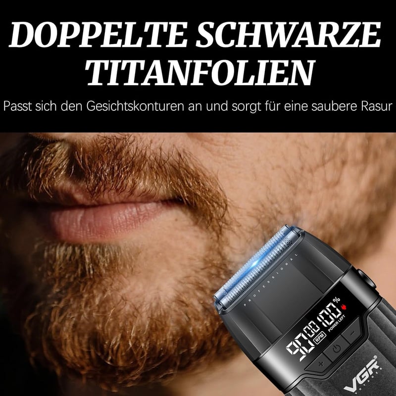 VGR 640S3 3 az 1-ben vezeték nélküli hajvágó szett 9000RPM férfi haj- és szakállnyíró trimmerrel, fóliás borotvával, fekete