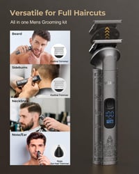 VGRPro Profesionalni bežični set za šišanje i podrezivanje za muškarce, s LCD zaslonom, EVA torbicom, siva boja - Rabljeno 8