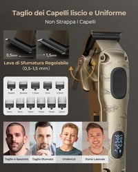 VGRPRO professzionális hajvágó és trimmer szett fóliás borotvával, 4 sebességfokozat, LED kijelző - arany 2