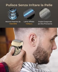 VGRPRO professzionális hajvágó és trimmer szett fóliás borotvával, 4 sebességfokozat, LED kijelző - arany 4