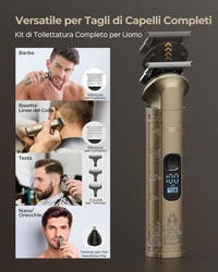 VGRPRO professzionális hajvágó és trimmer szett fóliás borotvával, 4 sebességfokozat, LED kijelző - arany 3