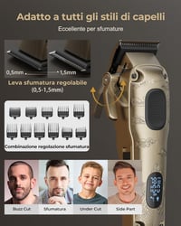 Mașină de tuns profesională fără fir VGRPRO pentru bărbați, set cu trimmer electric, auriu, în cutie 3