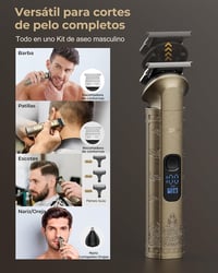 Mașină de tuns profesională fără fir VGRPRO pentru bărbați, set cu trimmer electric, auriu, în cutie 4