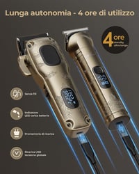 Mașină de tuns profesională fără fir VGRPRO pentru bărbați, set cu trimmer electric, auriu, în cutie 5