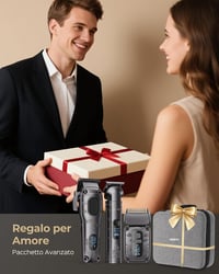 Set profesional de tuns și conturat VGRPRO pentru bărbați, cu aparat de ras electric cu sită, 4 trepte, afișaj LED pentru baterie, gri, pentru frizerie 7