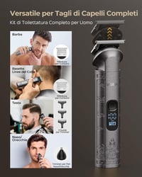 Set profesional de tuns și conturat VGRPRO pentru bărbați, cu aparat de ras electric cu sită, 4 trepte, afișaj LED pentru baterie, gri, pentru frizerie 3