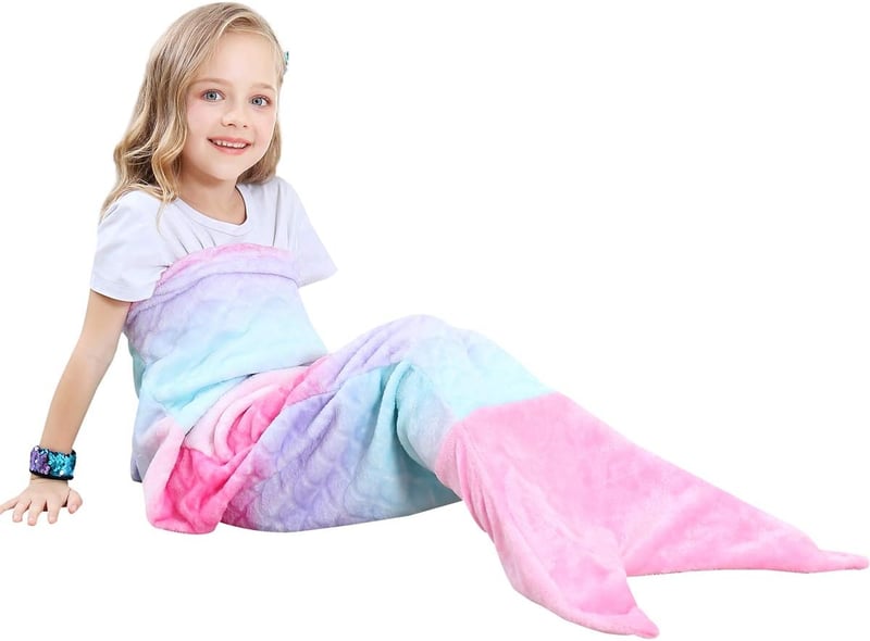 VHOME Gyerek sellő takaró K1 Pink 120 cm x 48 cm puha pléd fotel kanapéra karácsony szülinap ajándék