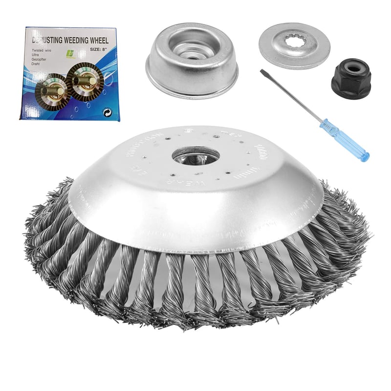 Perie pentru erbicidat Viabrico pentru motocoasă, alezaj 25,4 mm, perie de sârmă pentru motocoasă, perie circulară, 4 accesorii incluse