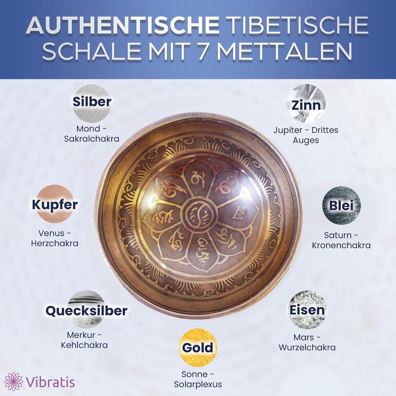 Vibratis tibeti éneklő tál szett 7 fémes kézműves meditációs gyógyító bowl