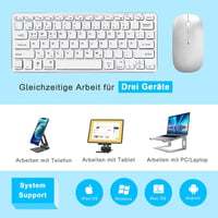 Vickey QWERTZ Vezeték Nélküli Billentyűzet-Egér Szett - Bluetooth 5.2 Kompatibilis MacBook/iPad/PC/TV Eszközökkel, Kompakt, Újratölthető, Cs 2