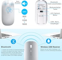Vickey QWERTZ Vezeték Nélküli Billentyűzet-Egér Szett - Bluetooth 5.2 Kompatibilis MacBook/iPad/PC/TV Eszközökkel, Kompakt, Újratölthető, Cs 5
