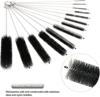 Vicloon 13 részes tisztítókefe készlet - palack, szívószál, teáskanna tisztításhoz, különböző méretű nylon kefék, rozsdamentes acél nyéllel, 4