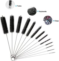 Vicloon 13 részes tisztítókefe készlet - palack, szívószál, teáskanna tisztításhoz, különböző méretű nylon kefék, rozsdamentes acél nyéllel, 5