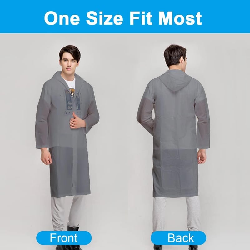 Vicloon esőponcho 2 darab, átlátszó vízálló esőkabát, hordozható PEVA eső cape túrázáshoz és kempingezéshez - 2pcs-grey