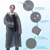 Vicloon esőponcho 2 darab, átlátszó vízálló esőkabát, hordozható PEVA eső cape túrázáshoz és kempingezéshez - 2pcs-grey 5