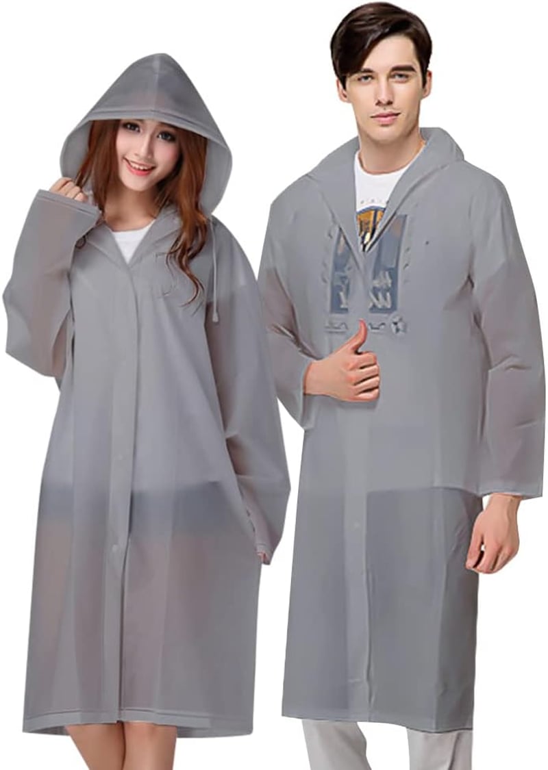 Vicloon esőponcho 2 darab, átlátszó vízálló esőkabát, hordozható PEVA eső cape túrázáshoz és kempingezéshez - 2pcs-grey