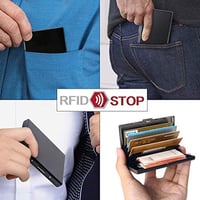 Vicloon kovové puzdro na karty – ultratenký držiak na kreditné karty z nehrdzavejúcej ocele s RFID blokovaním pre mužov a ženy, čierny 7