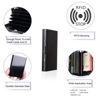 Vicloon kovové puzdro na karty – ultratenký držiak na kreditné karty z nehrdzavejúcej ocele s RFID blokovaním pre mužov a ženy, čierny 5