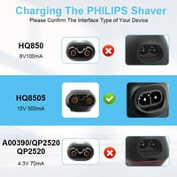 Vicloon Philips borotva töltő kábel 15V QC5115 HQ560 HQ6070 HQ9090 kompatibilis 3
