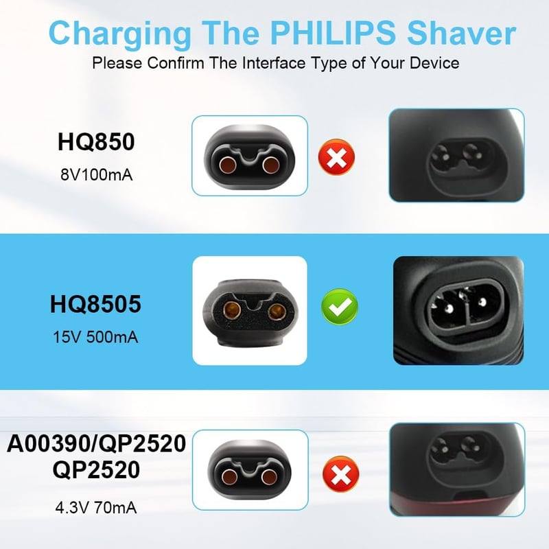 Vicloon Philips borotva töltő kábel 15V QC5115 HQ560 HQ6070 HQ9090 kompatibilis