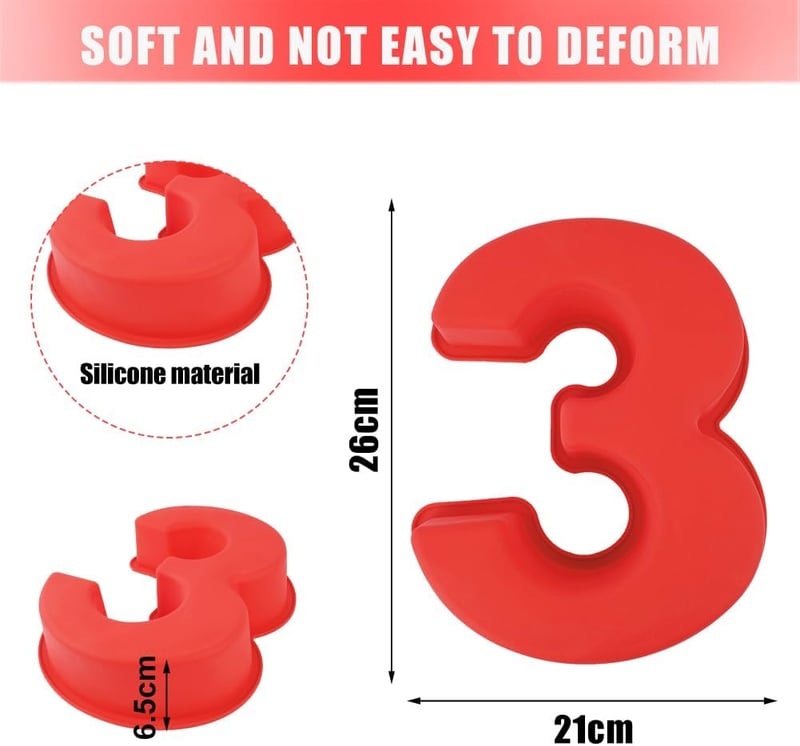 Vicloon szilikon számtorta forma 3-as szám, tapadásmentes sütőforma