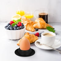Set Suporturi pentru Ouă din Silicon Vicloon, 4 bucăți, Rotunde și Stivuibile, pentru Mic Dejun, Uz Casnic și Camping, Negru 7