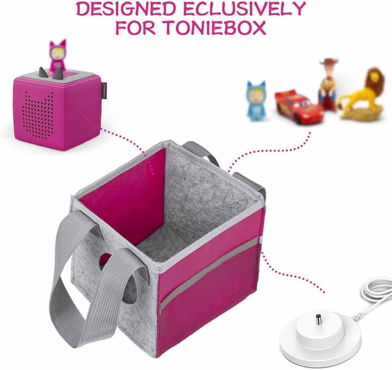 Vicloon Toniebox táska rózsaszín hordozható tárolódoboz fogantyúval