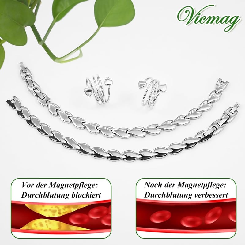 Vicmag Mágneses Láncszemek Titán Acél Nyakék Nőknek Ezüst Fekete