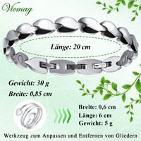 Vicmag Mágneses Láncszemek Titán Acél Nyakék Nőknek Ezüst Fekete 2