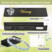 Vicmag Titánium Acél Mágneses Karkötő Nőknek 3500 Gauss Erős Mágnes Világoskék Kristály 6