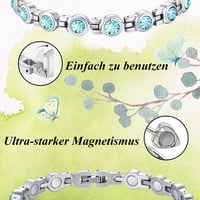 Vicmag Titánium Acél Mágneses Karkötő Nőknek 3500 Gauss Erős Mágnes Világoskék Kristály 3
