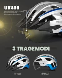 Cască de ciclism Victgoal pentru bărbați și femei cu vizieră, lumină spate USB și ochelari magnetici 2