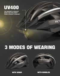 Victgoal MTB kerékpáros sisak mágneses napellenzővel és LED hátsó lámpával 2
