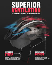 Victgoal MTB kerékpáros sisak mágneses napellenzővel és LED hátsó lámpával 3