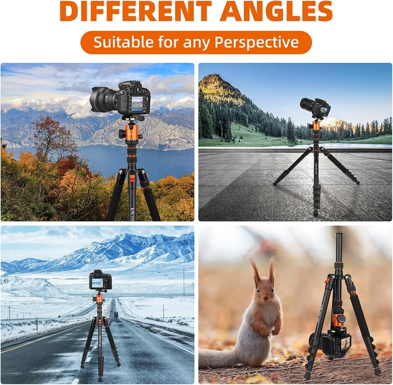 VICTIV 205 cm Professzionális Kameraállvány, Alumínium DSLR Tripod, 360° Gömbfejjel, 10 kg Teherbírással, Levehető Monopod, Hordtáskával - N